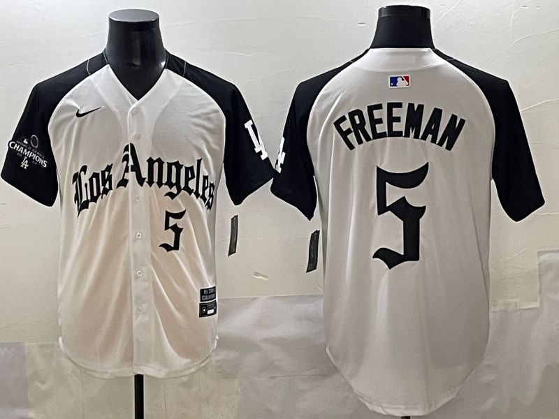 Men 2025 Los Angeles Dodgers #5 Freeman White black Five generations Joint Name Nike MLB Jersey style 5264->los angeles dodgers->MLB Jersey